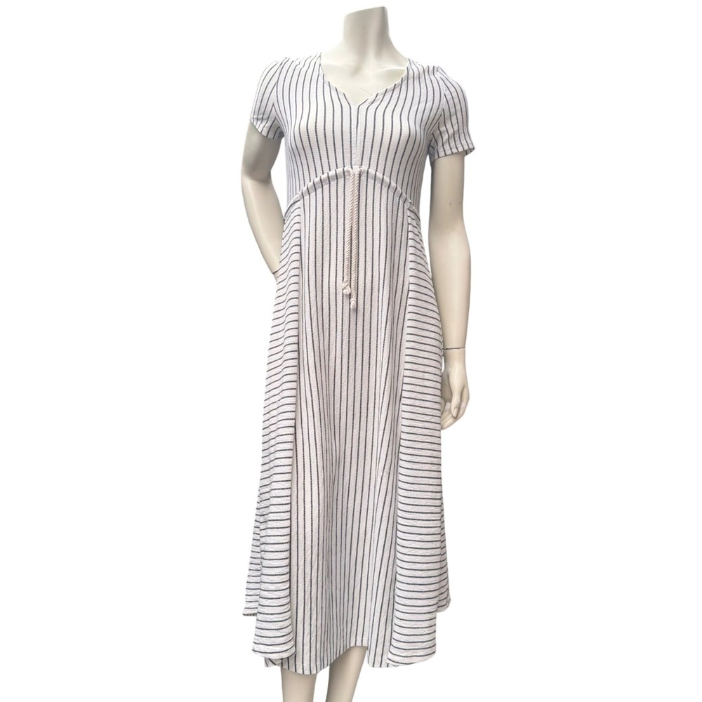 Mikey & Joey Striped Maxi Dress White Navy Coastalgrandmother Nautical Preppy S